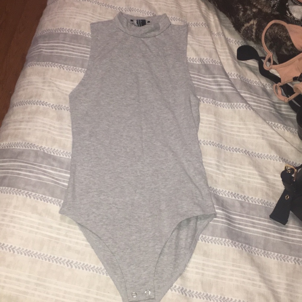 Light gray with little turtle neck bodysuit